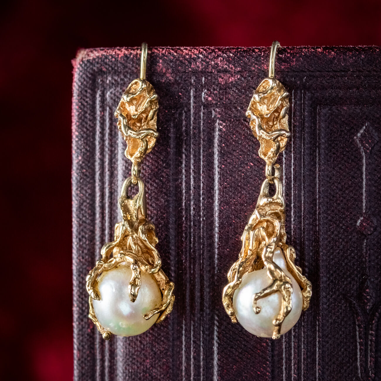 Vintage Pearl Drop Earrings 14ct Gold