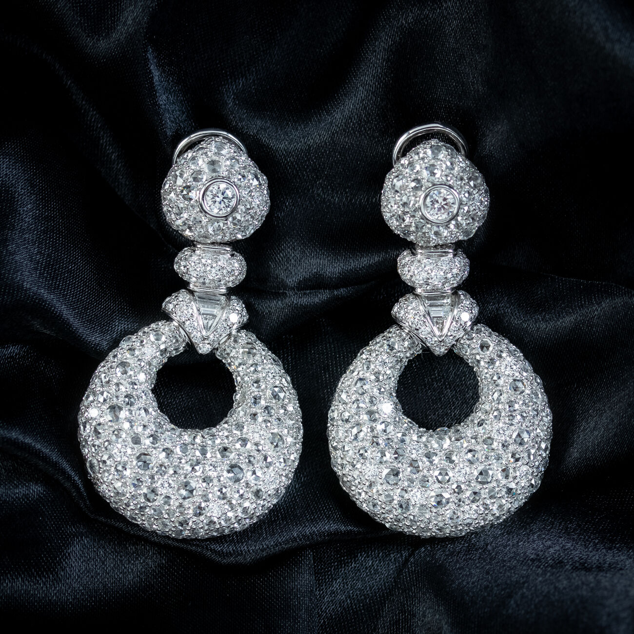 Art Deco Style Diamond Hoop Earrings 18ct Gold  20ct Of Diamond