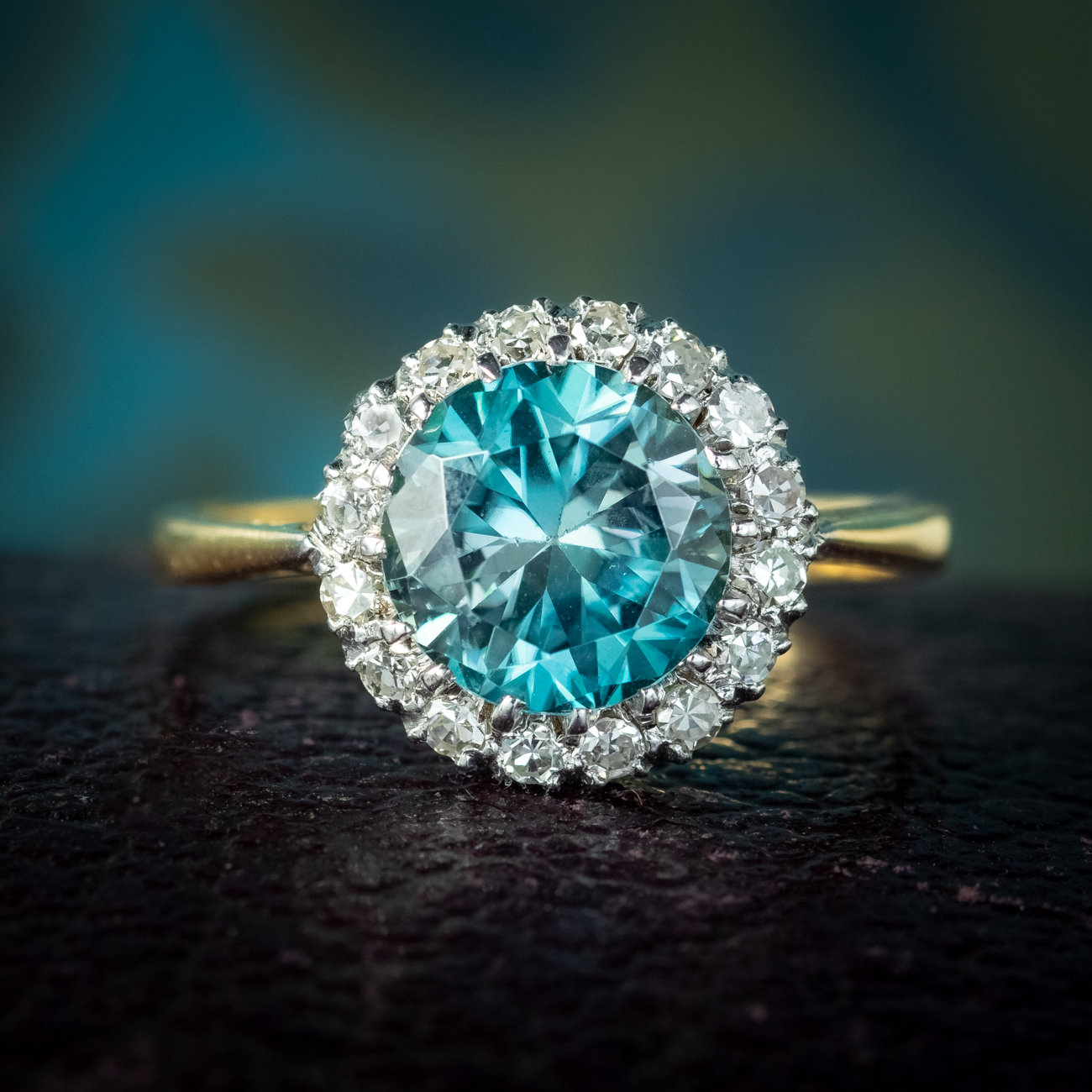 Antique Edwardian Blue Zircon Ring 18Ct Gold Platinum Circa 1910