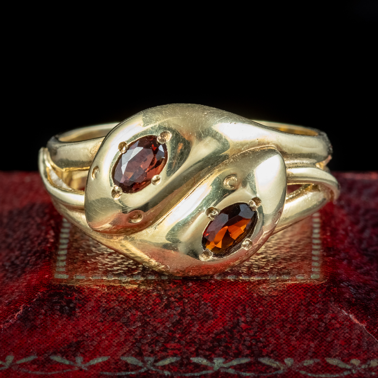 Vintage Garnet Toi Et Moi Snake Ring 0.50ct Of Garnet