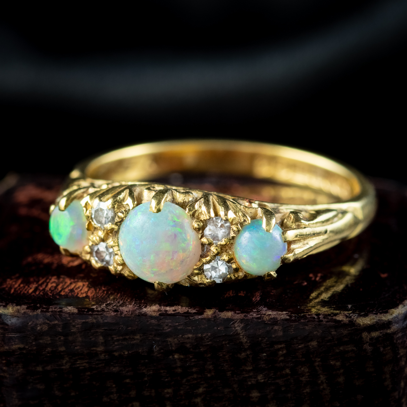 Vintage Opal Diamond Ring 1.1ct Opal Dated 1965