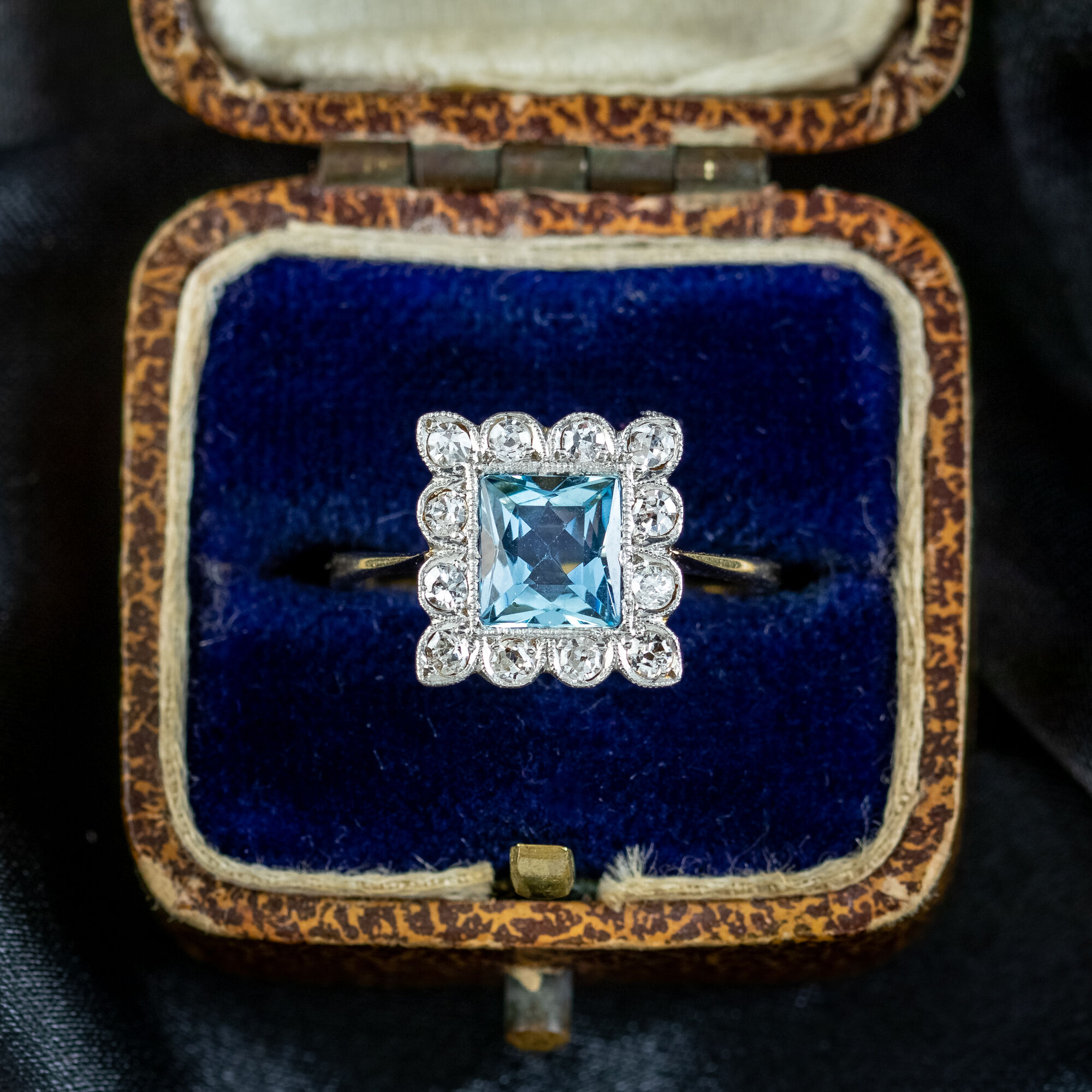 Antique Art Deco Aquamarine Diamond Ring 1.3ct Aqua