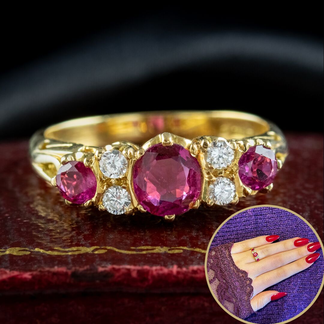 Vintage Ruby Diamond Ring 1.2ct Ruby Dated 1989 With Cert