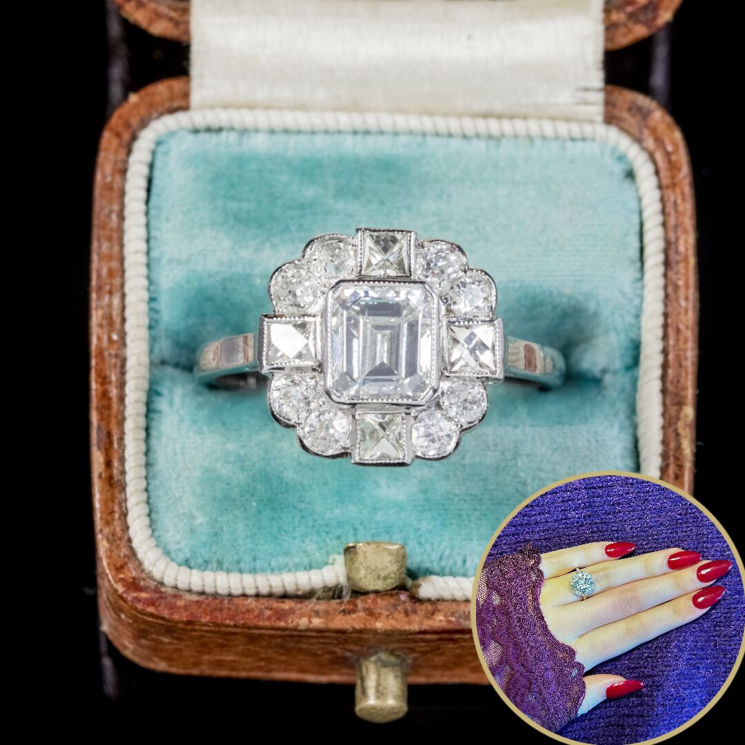 Art Deco Style Diamond Cluster Ring 2.24ct Total