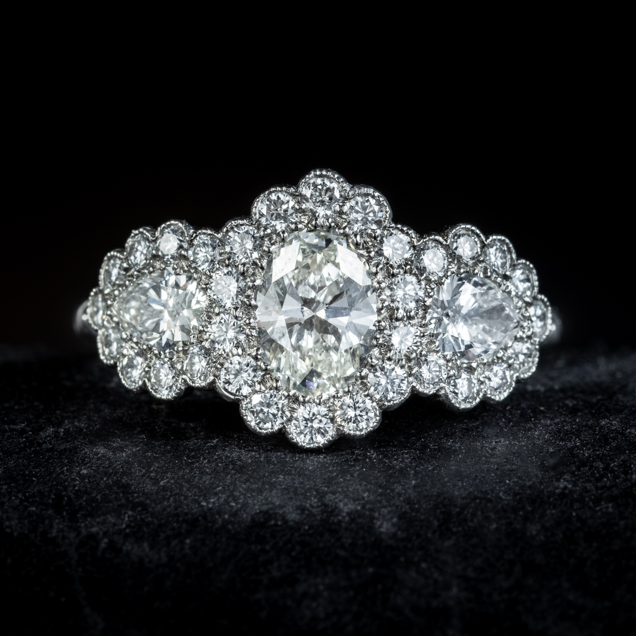 Edwardian Style Diamond Cluster Ring 2.25ct Of Diamond