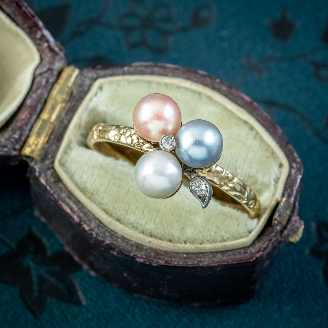 Georgian Style Pearl Diamond Shamrock Ring