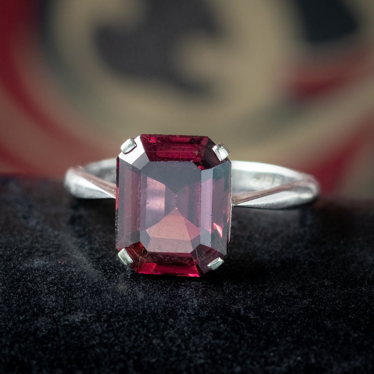 Art Deco Almandine Garnet Ring 3.1ct Garnet