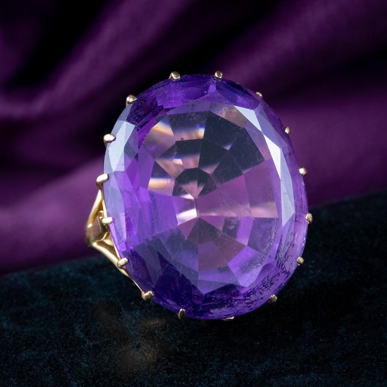 Antique Victorian Amethyst Cocktail Ring 42ct Amethyst