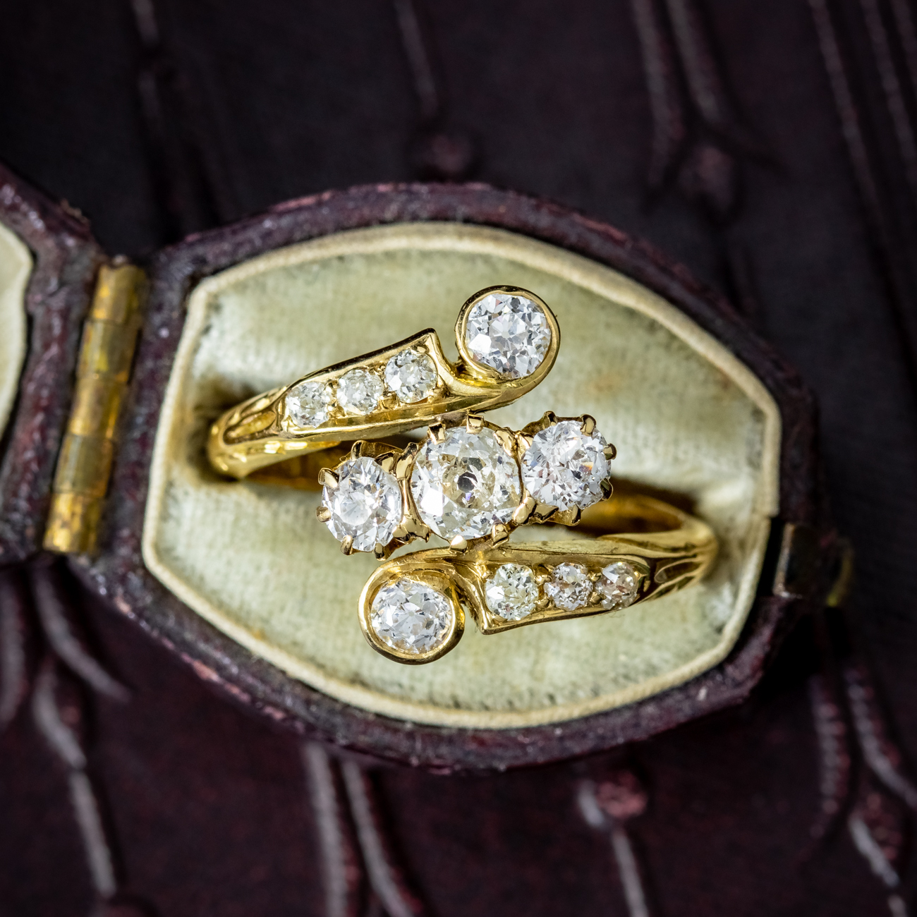 Antique Victorian Diamond Cluster Twist Ring 0.74ct Total