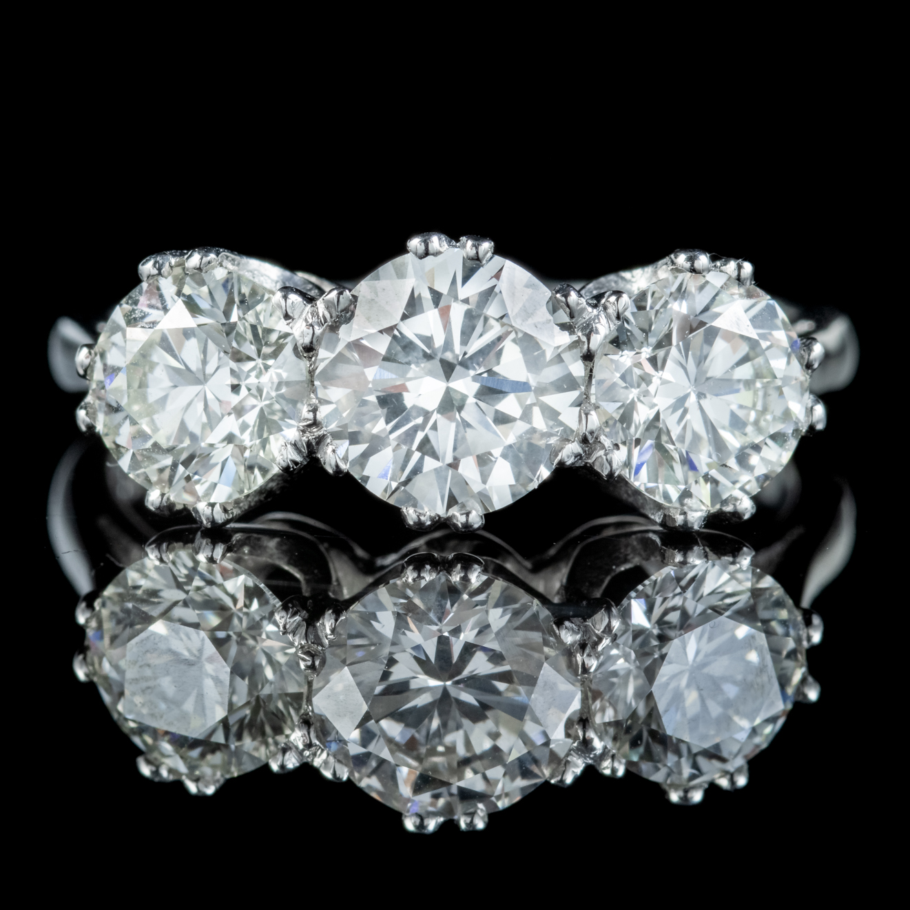 Edwardian Style Diamond Trilogy Ring 2.75ct Diamond With Cert