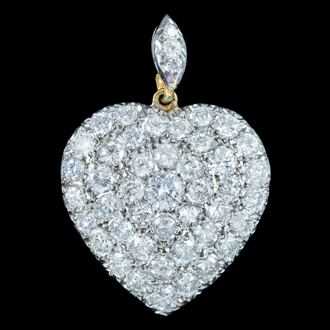 Edwardian Style Diamond Heart Pendant 18ct Gold 3.88ct Diamond