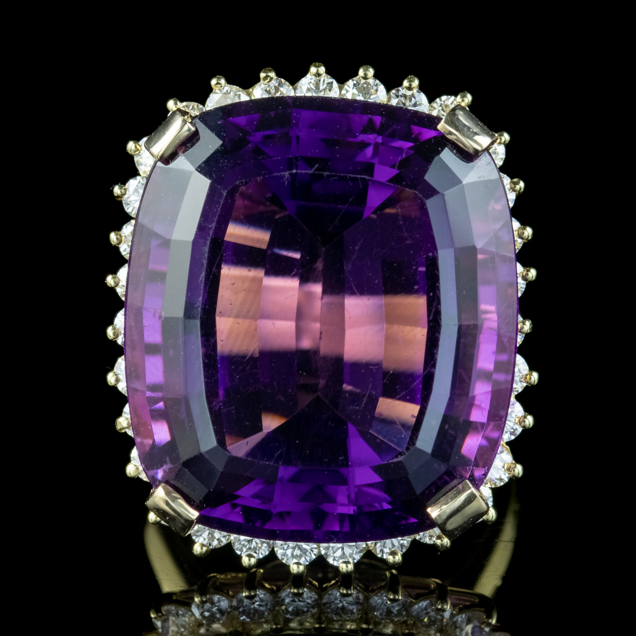 Vintage Amethyst Diamond Cocktail Ring 40ct Amethyst