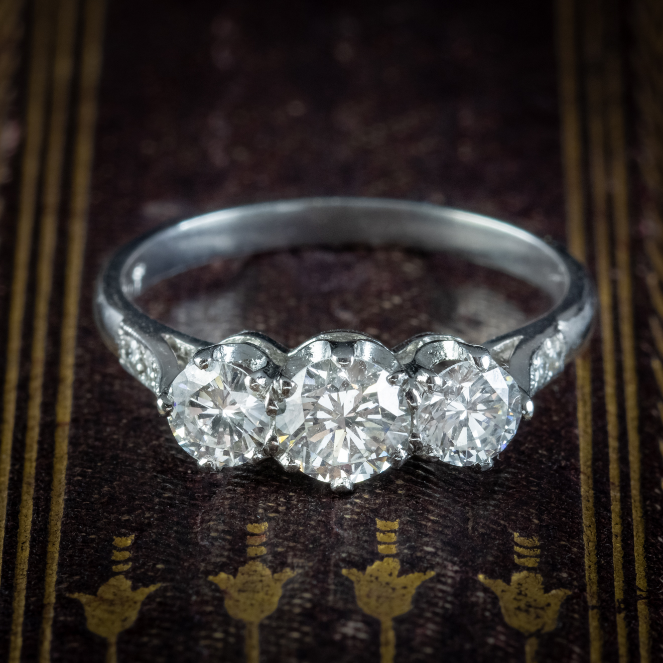 Edwardian Style Diamond Trilogy Ring 1.35ct Of Diamond