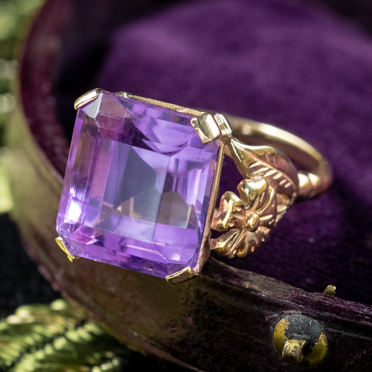 Antique Art Deco Amethyst Ring 9.8ct Amethyst