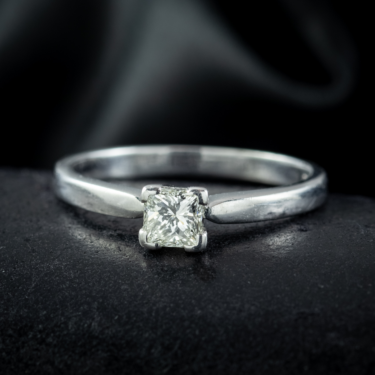 Art Deco Style Diamond Solitaire Ring 0.48ct Princess Cut Diamond