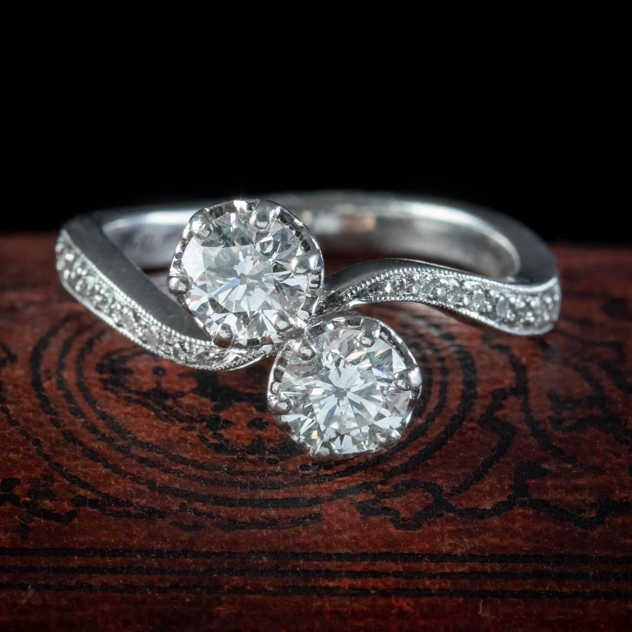 Edwardian Style Diamond Toi Et Moi Twist Ring 1.65ct Of Diamond