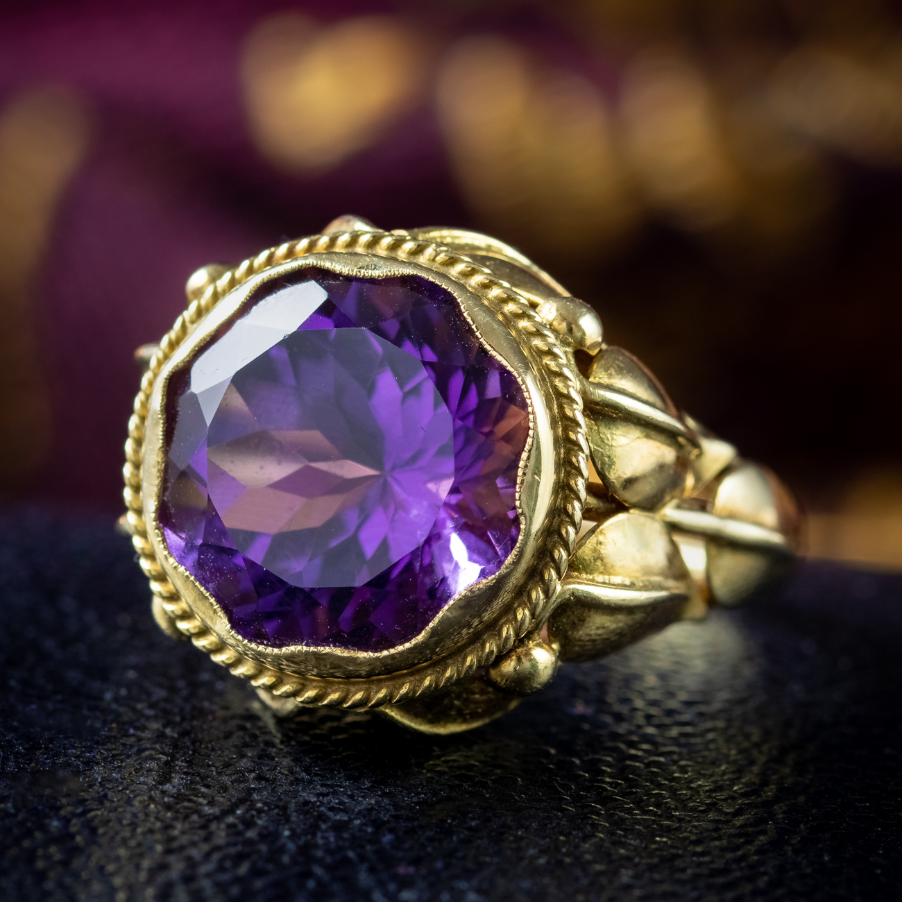 Vintage Synthetic Alexandrite Bishop Ring 8ct Stone