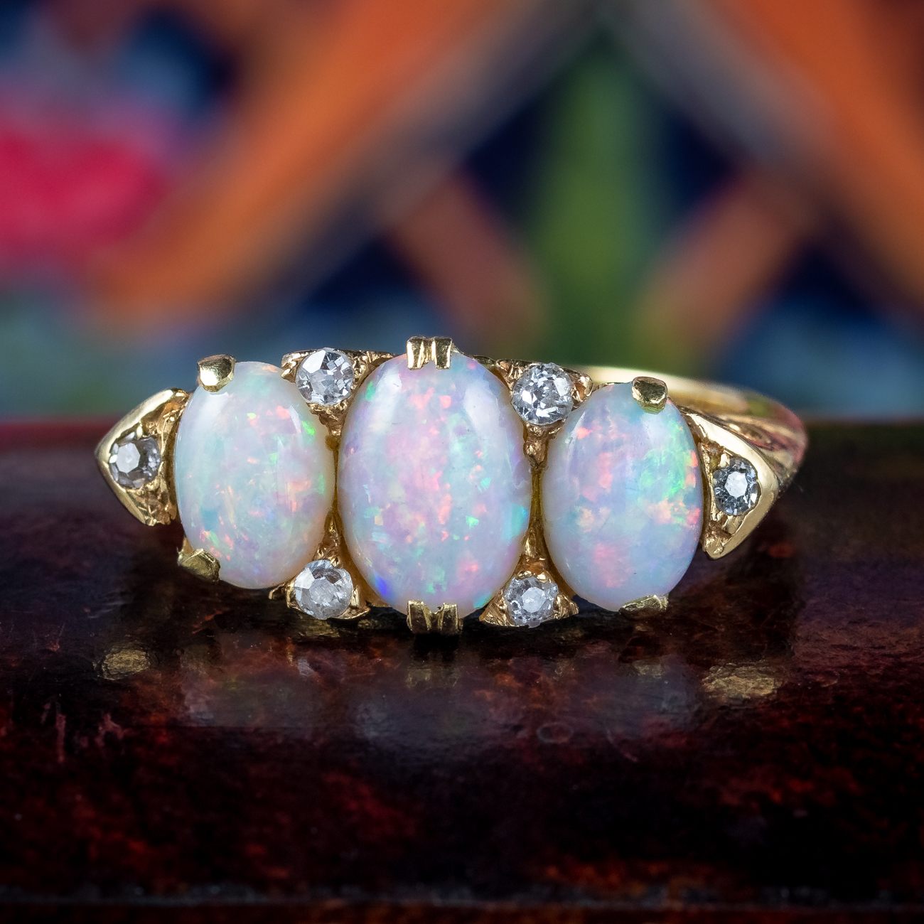 Antique Edwardian Opal Diamond Ring 2.9ct Of Opal Dated 1904