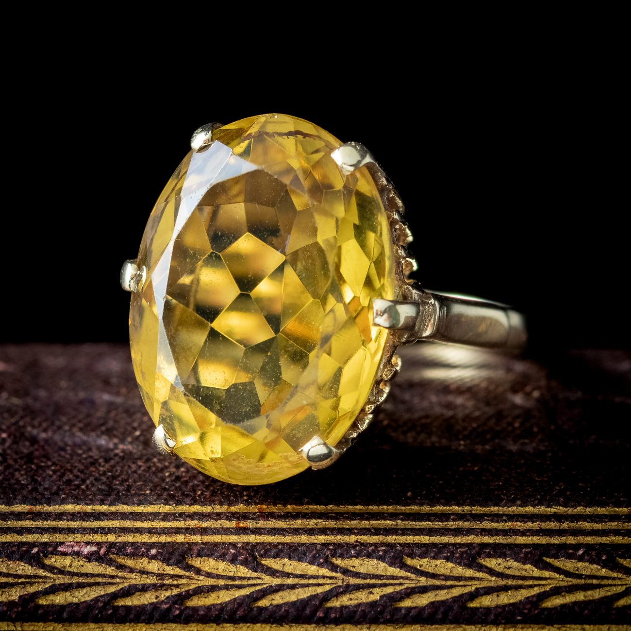 Vintage Citrine Cocktail Ring 12ct Citrine Dated 1961