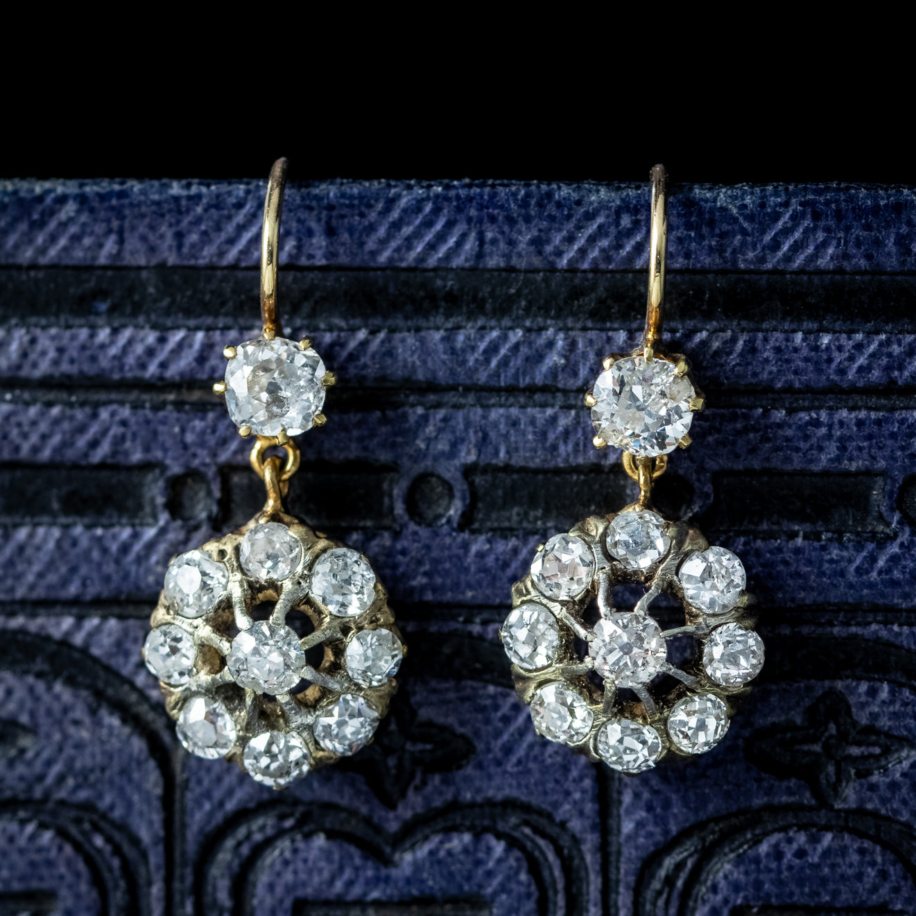 Antique Victorian Diamond Drop Earrings 1.85ct Total