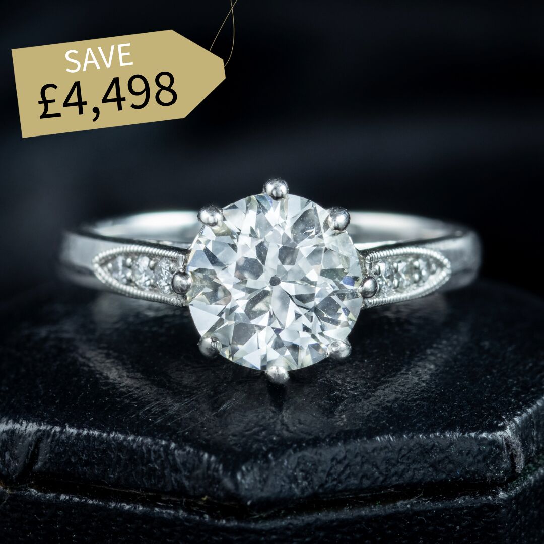 Edwardian Style Diamond Solitaire Ring 1.72ct Diamond With Cert