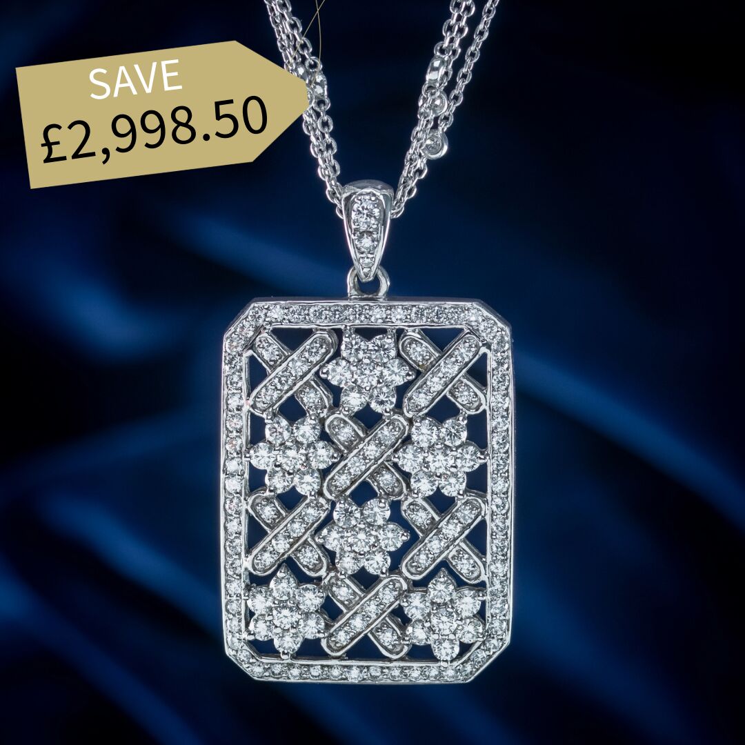 Art Deco Style Diamond Pendant Necklace 14ct Gold 8ct Of Diamond