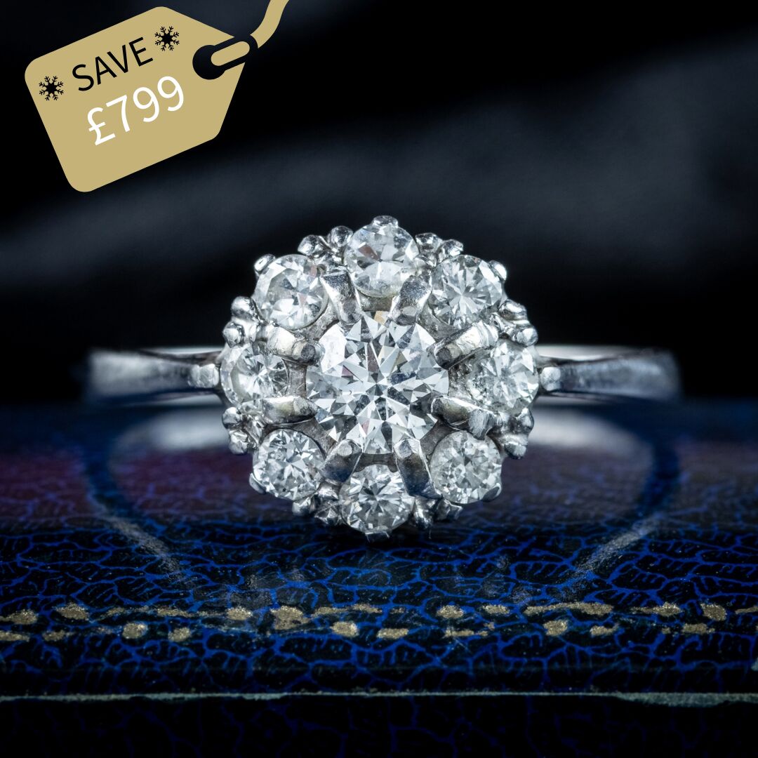 Antique Edwardian Diamond Cluster Ring 1.5ct Total