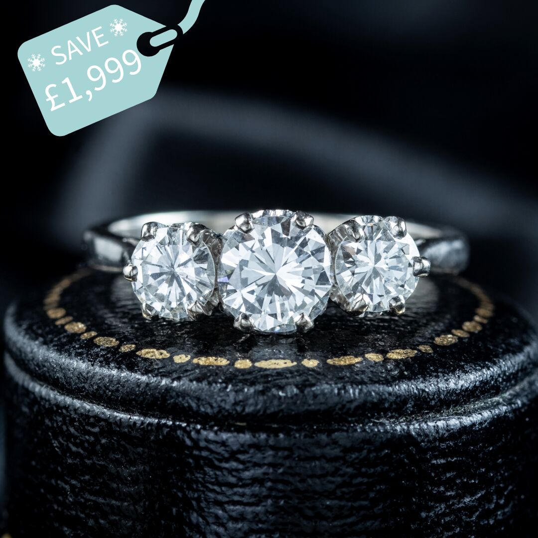 Antique Edwardian Diamond Trilogy Ring 2ct Total