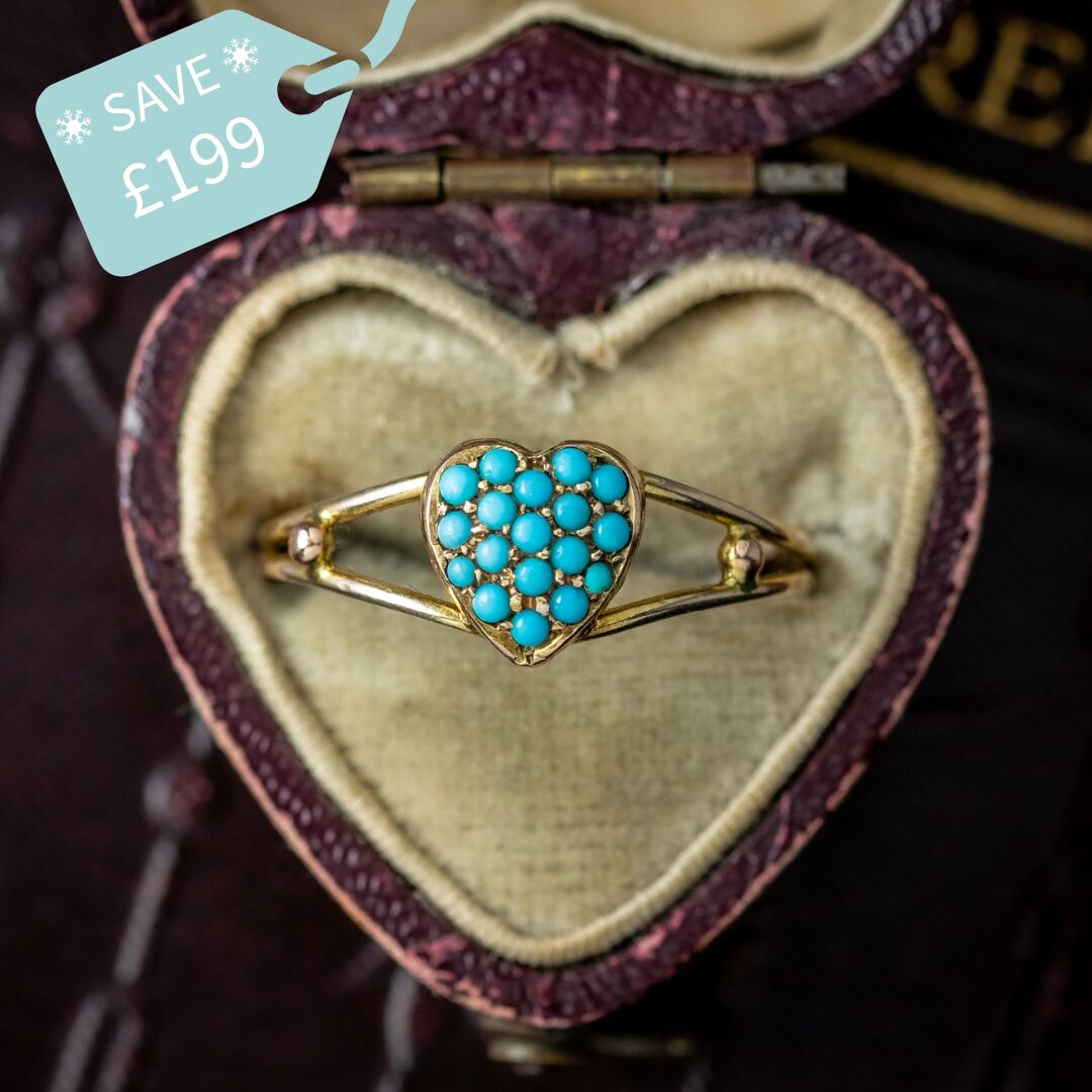 Antique Victorian Turquoise Heart Ring