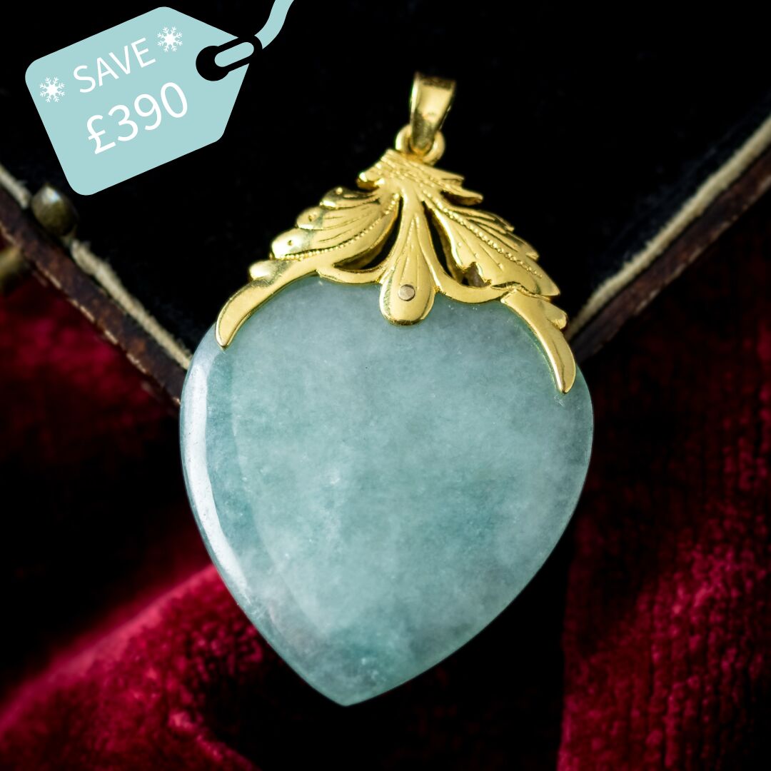 Antique Victorian Jade Heart Pendant