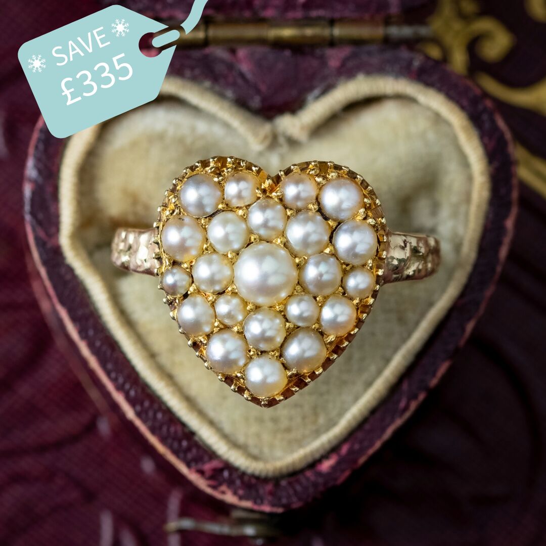 Antique Victorian Pearl Heart Cluster Ring