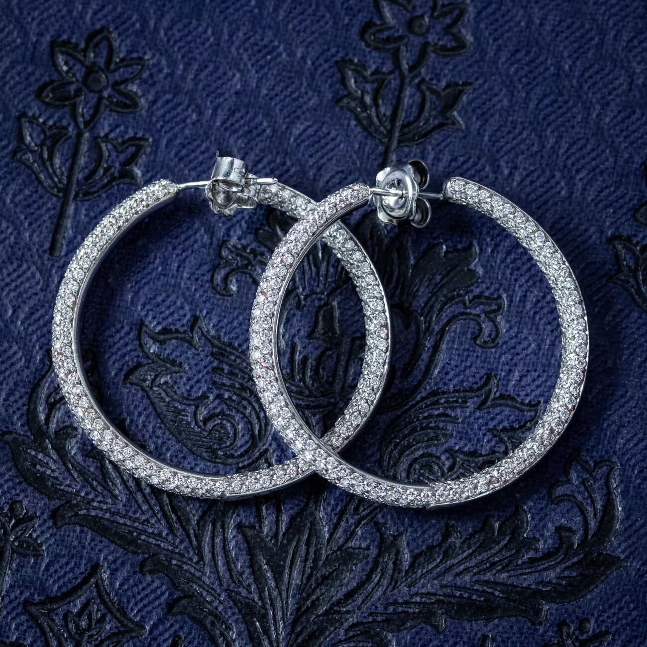 Vintage Diamond Hoop Earrings 18ct Gold 5ct Total