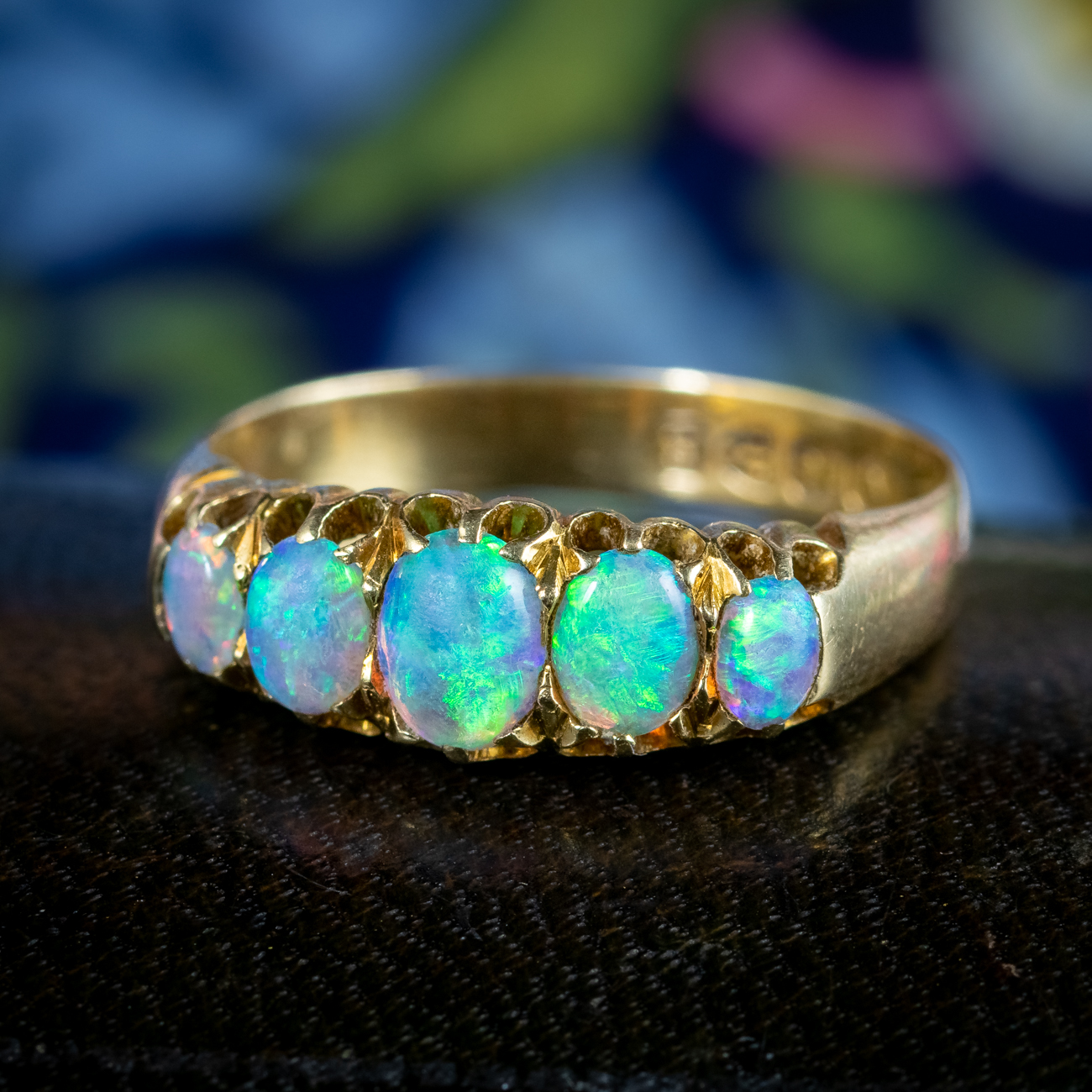 Antique Victorian Opal Five Stone Ring Dated 1900