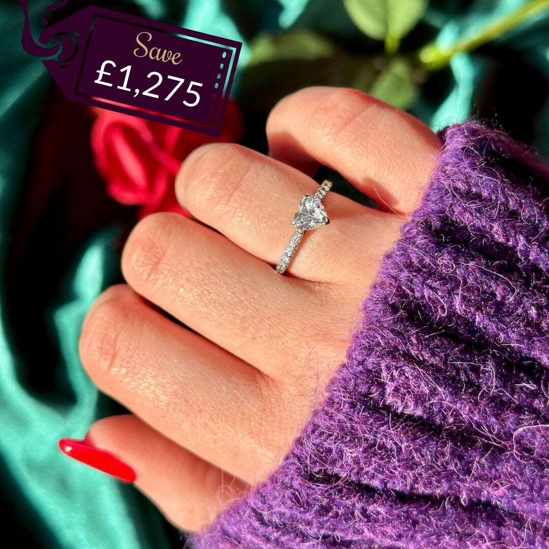 Edwardian Style Diamond Heart Ring 1ct Heart 1.4ct Total With Cert