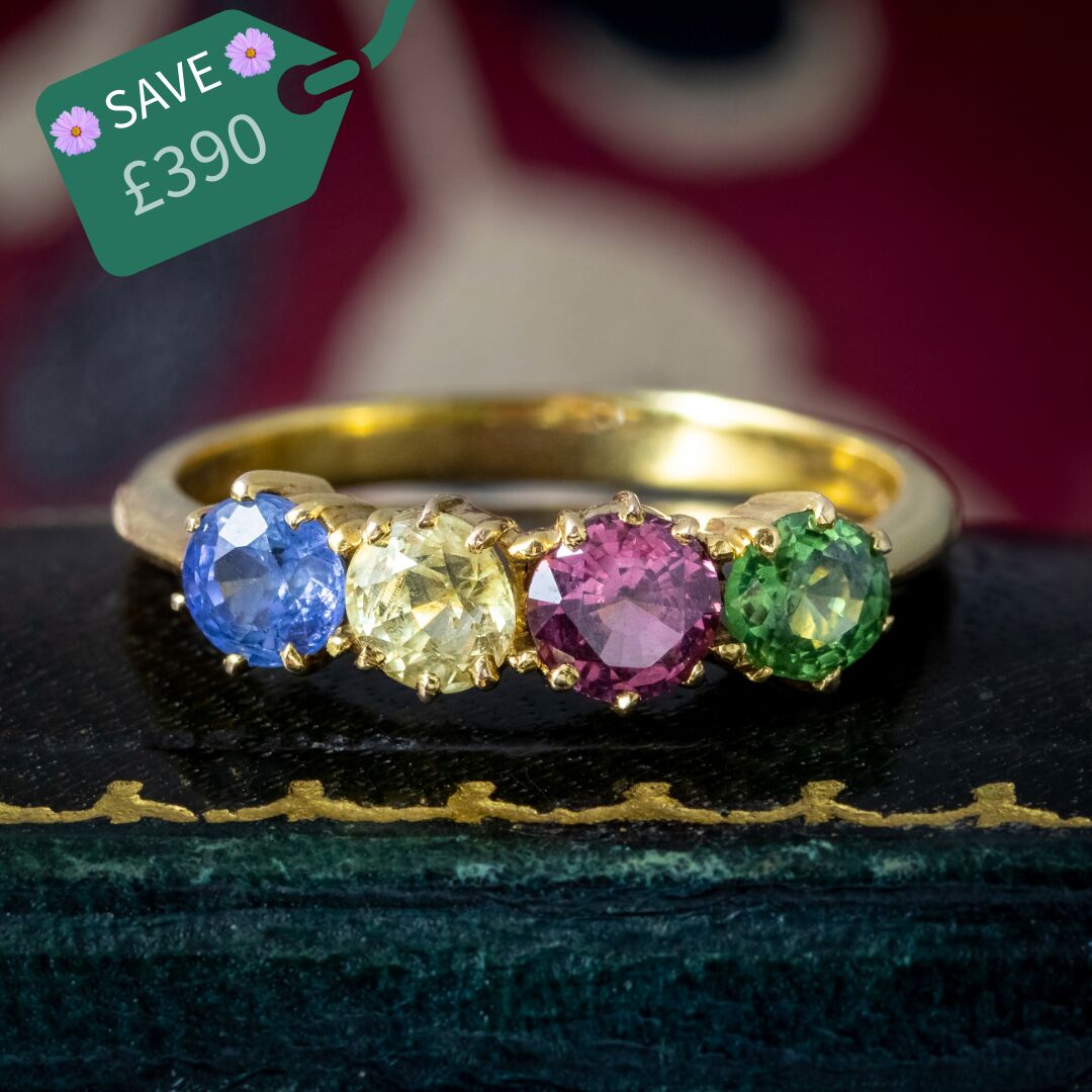 Antique Victorian Gemstone Harlequin Ring