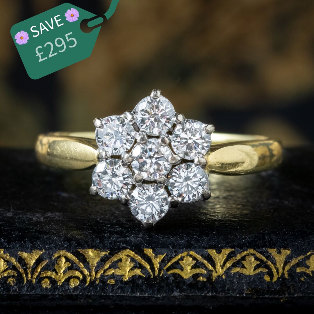 Vintage Diamond Daisy Cluster Ring 1ct Total
