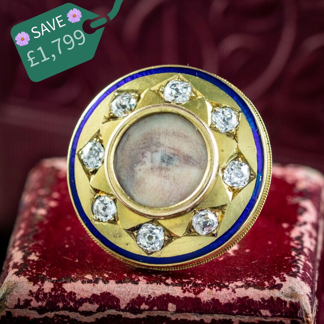 Antique Georgian Miniature Lovers Eye Diamond Ring Signed Sir Edwin Henry Landseer With Box