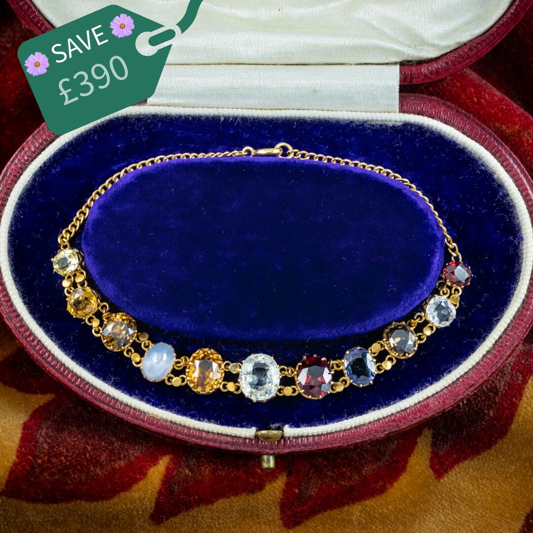 Antique Victorian Gemstone Harlequin Bracelet 18ct Gold