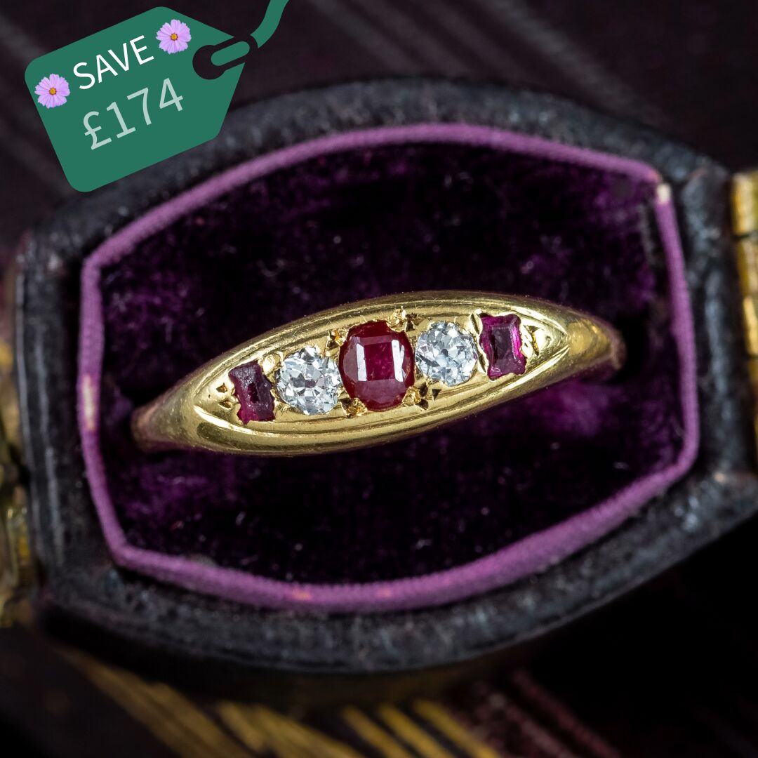Antique Victorian Ruby Diamond Ring
