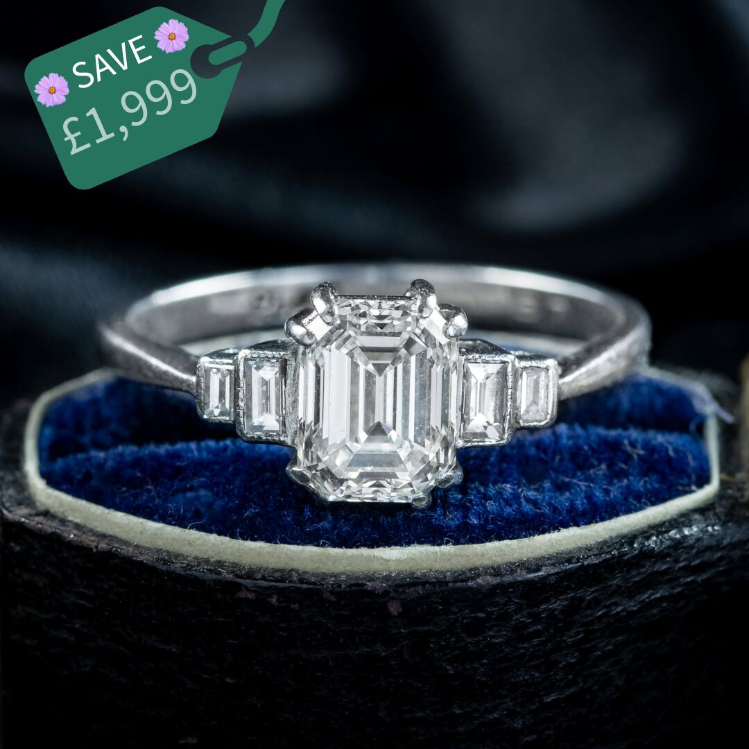 Art Deco Diamond Five Stone Ring 1.67ct Total