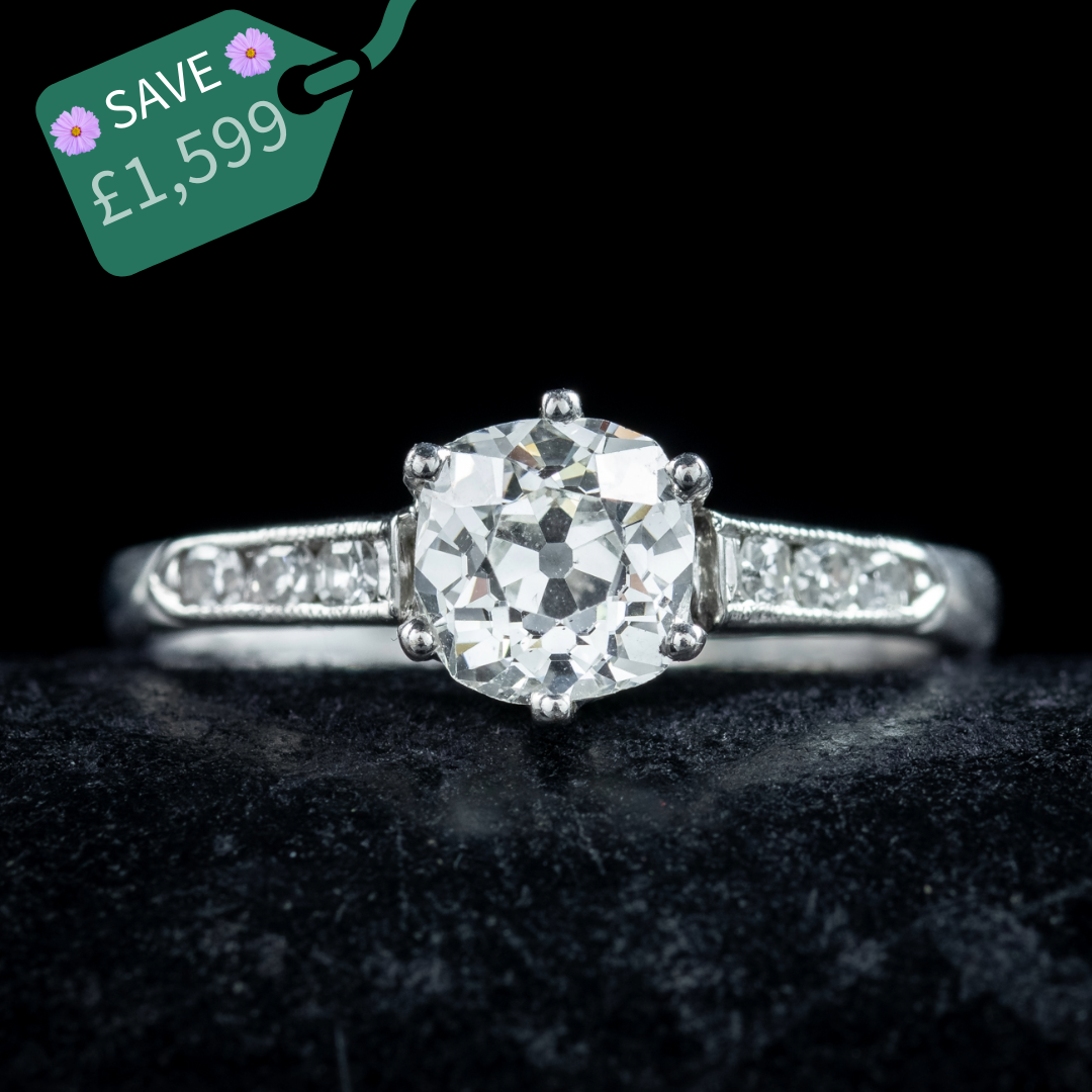 Vintage Diamond Solitaire Ring 1.25ct Diamond With Cert