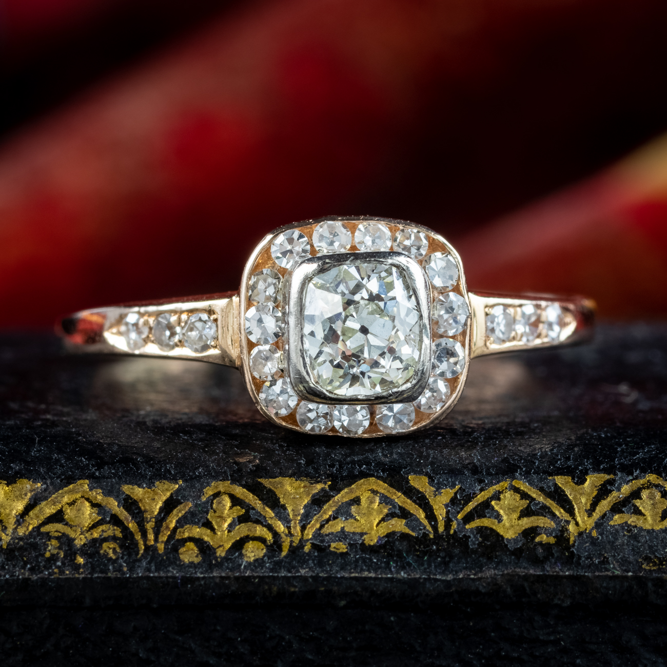 Antique Victorian Table Cut Diamond Cluster Ring 1ct Total