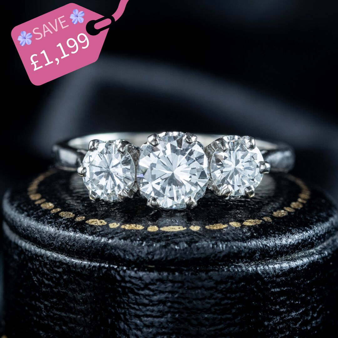 Antique Edwardian Diamond Trilogy Ring 2ct Total