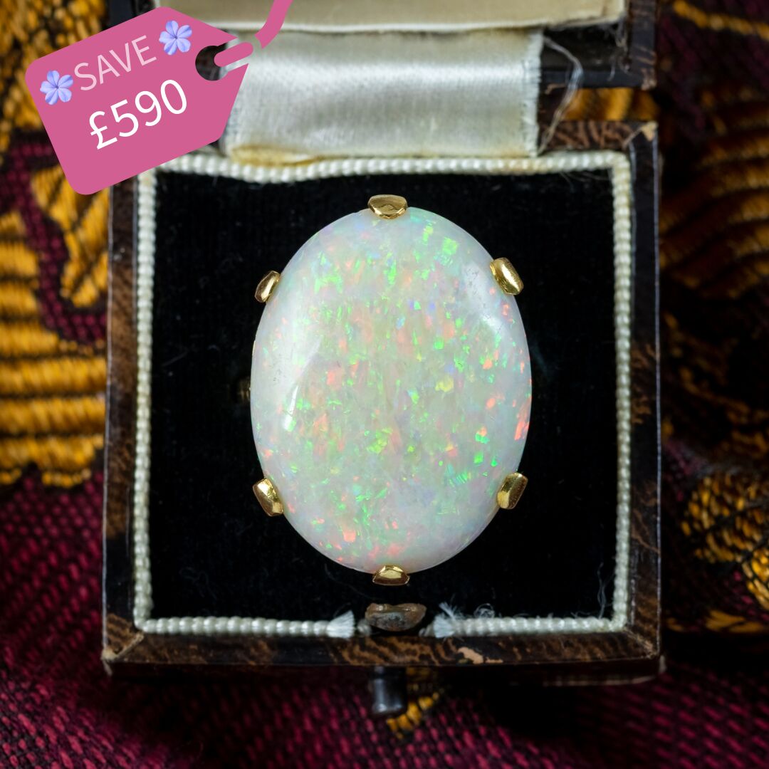 Antique Victorian Opal Statement Ring 15ct Natural Opal