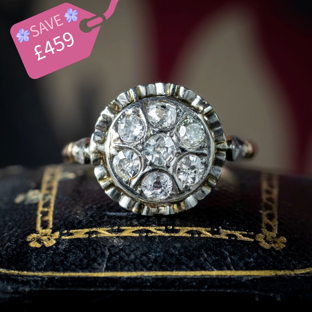 Antique Victorian Diamond Cluster Ring 0.80ct Total