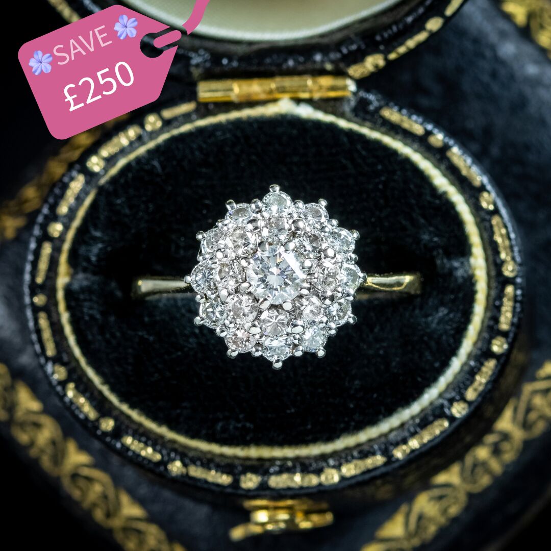 Vintage Diamond Cluster Ring 1ct Total