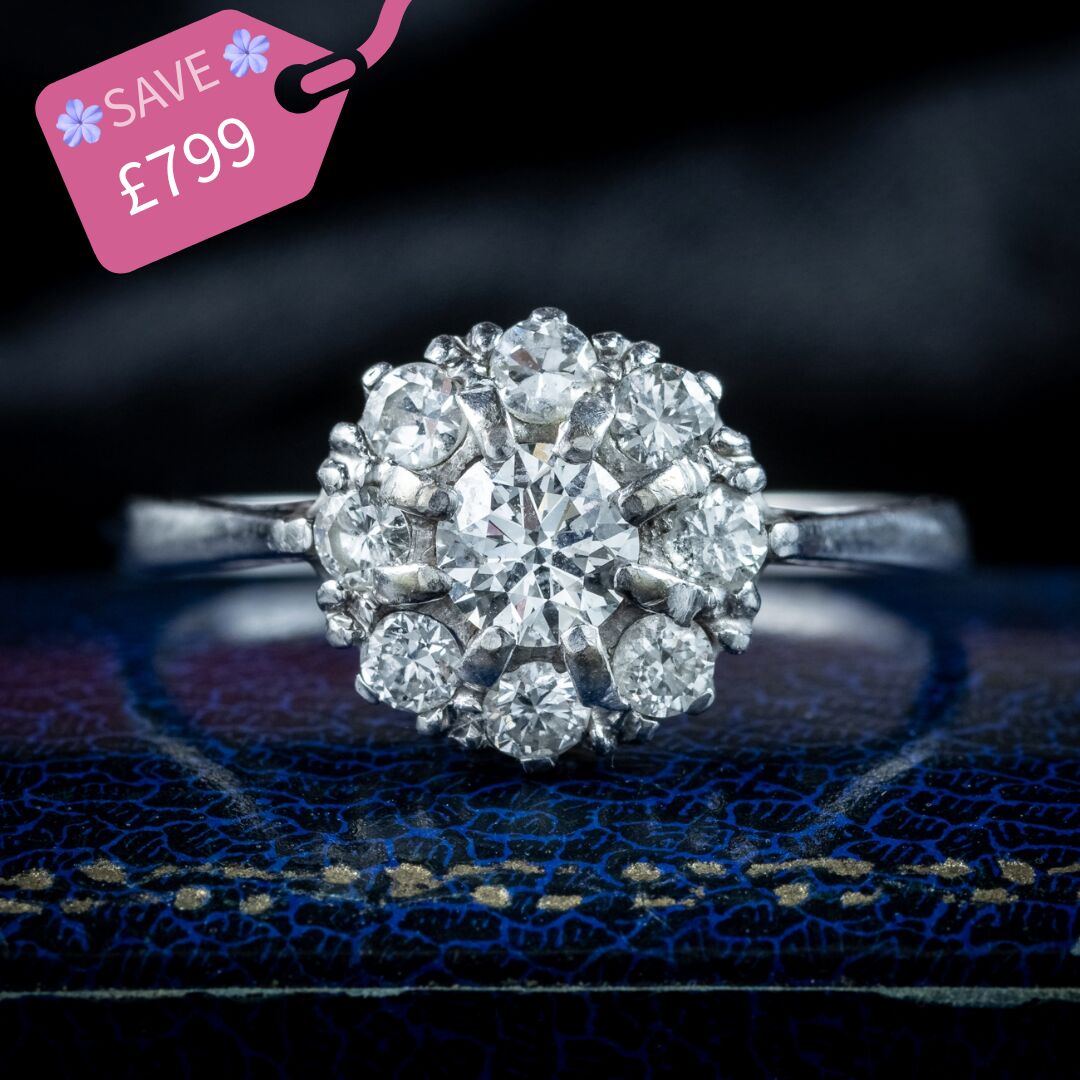 Antique Edwardian Diamond Cluster Ring 1.5ct Total