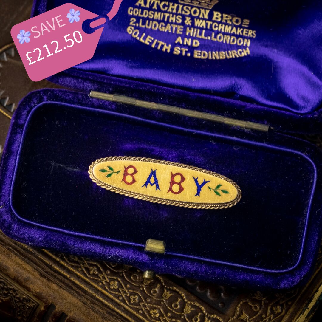 Antique Victorian Baby Christening Brooch 15ct Gold With Box