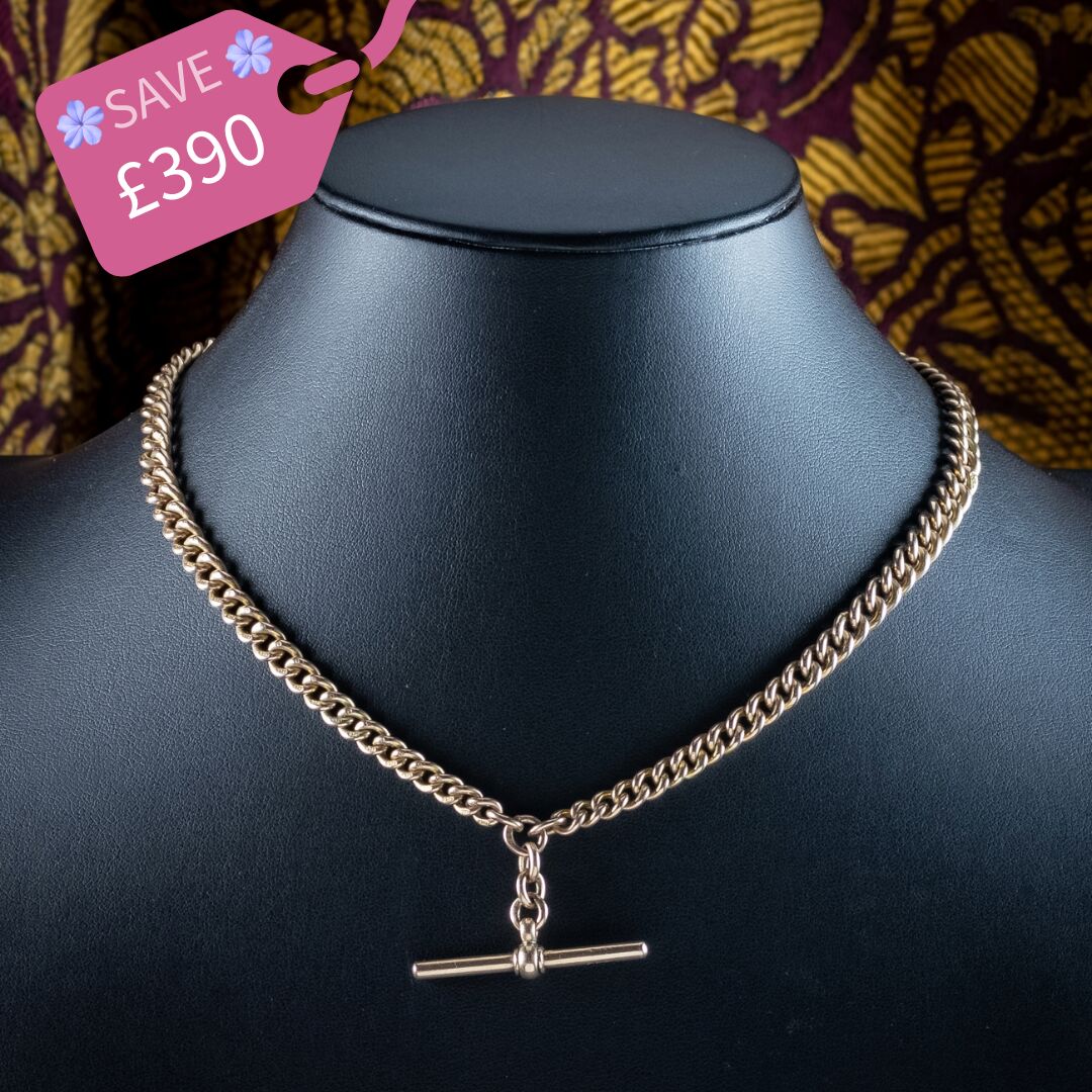 Antique Edwardian Albert Chain 9ct Gold