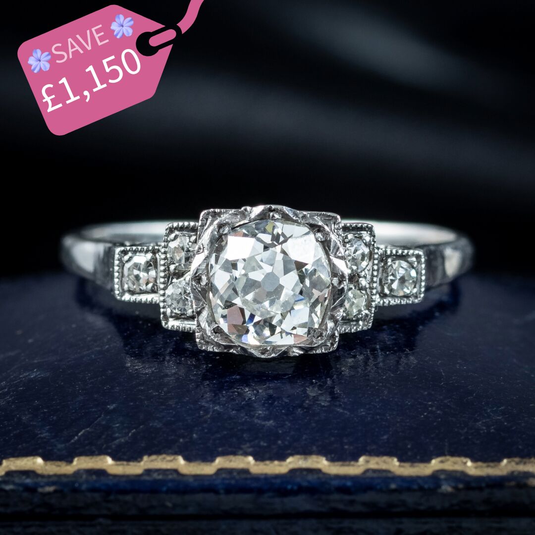 Antique Art Deco Diamond Ring 1.38ct Total